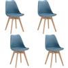 JZGORC Set di 4 Sedie da Sala da Pranzo, Sedie da Cucina Nordica, Sedie da Ufficio con Gambe in Faggio Massello per Camera da Letto, Soggiorno, Cucina - Blu Scuro