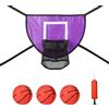 lasuroa Set di Attacchi Canestro Basket per Trampolino, Porta da Basket Universale per Trampolino con 3 Mini Basket e 1 Pompa, Accessori per Trampolino di Facile Installazione per Basket (Viola)