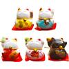 Tissting 5 Pezzi Figurine Gatto Fortuna,Mini Maneki Neko Carino Gatto Fortunato Figurine Fengshui Cinese Giapponese Statua Ceramica Fortunato Gatto Fortuna,Piccoli Colori Vivaci E Carini,Statua da tavolo Casa