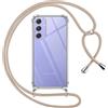Pnakqil Cover per Samsung Galaxy A34 5G con Cordino, Trasparente Custodia con Laccio Tracolla Cellulare Girocollo Collana Protettiva per Samsung A34 5G 6.6 Pollic, Khaki