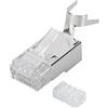 DIGITUS Connettori a crimpare Cat 6A - 1 pezzo - Connettori di rete RJ45 schermati - Per cavi di rete Cat6A, cavi di posa e cavi LAN Ethernet PoE - 10GBase-T - 8P8C - Da AWG 23/1 a AWG 22/1