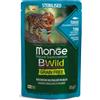 Monge Natural Superpremium BWild Cat Sterilised Grain Free Busta Multipack 28x85G TONNO CON GAMBERETTI E ORTAGGI