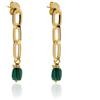 Unoaerre Orecchini Unoaerre 2200 maglie ovali bronzo dorato e malachite