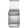 De Longhi Cucina a Gas 4 Fuochi Forno Elettrico Multifunzione Ventilato con Grill Larghezza x Profondità 60x60 cm colore Inox - DMX64 ED