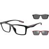 Emporio Armani 0EA4189U Occhiali, Shiny Black/Clear Black/Grey, 55 Uomo