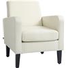 HOMCOM Poltroncina da Camera Moderna in Tessuto con Braccioli, 66x72x74 cm, Crema