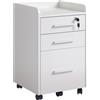 HOMCOM Cassettiera da Ufficio a 3 Cassetti con maniglie, Ripiano e 5 Ruote, in pannello truciolare e MDF, Bianco,39.2 x 40 x 65.4cm|Aosom Italy