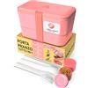 Umami Porta Pranzo Lunch Box Impilabile Con 4 Scomparti E Posate, Sicuro Per Microonde, Lavastoviglie, Portapranzo Ufficio, Bento Lunchbox Ermetico Per Adulti, Schiscetta Pranzo, Corallo Rosa,1500 ml