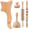 HTT GLOBAL Strumenti per massaggi per terapia del legno per contouring e modellatura del corpo (5 pezzi), kit per maderoterapia con massaggiatore per drenaggio linfatico, strumenti per scolpire il