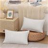decorUhome Set di 2 federe per cuscini in lino, 30 x 50 cm, decorative per esterni, in tinta unita, vintage, con bordi cuciti, federe rettangolari neutre, 30 x 50 cm, per divano, beige