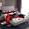 Loussiesd Set di biancheria da letto Mr Mrs con citazioni divertenti e creative, per uomini e donne, coppia romantica, lenzuolo con angoli, nero, rosso, con cuore, per letto matrimoniale, 4 pezzi