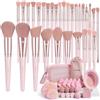 Maange - Set di pennelli da trucco da 49 pezzi, kit di accessori per il make-up con pennelli di qualità in fibre sintetiche per fondotinta, cipria, correttore, ombretto e blush (rosa)