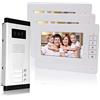 Kadongli KDL - Sistema telefonico per porta campanello video da 7 pollici, 3 monitor con 1 telecamera esterna con tre pulsanti di chiamata, visione notturna IR, audio per appartamenti multipli/famiglie