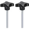 QUARKZMAN 2pz Pomelli a Stella M8 x 90mm Filettatura Maschio in Plastica 4 Stelle Manopola Perno Maniglia Filettata Ricambio Vite Serraggio Serraggio Manuale, Nero