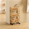 DEGHI Carrello salvaspazio 75h cm in bambù naturale con 3 ripiani