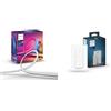 Philips Hue Play Gradient Lightstrip 55, Striscia Led Smart illuminazione sorround sincronizzata con colori TV & Telecomando Dimmer Switch, Controllo illuminazione Smart, Bianco, Versione 2021
