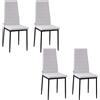HOMCOM Set 4 Sedie Imbottite per Soggiorno o Sala da Pranzo, Sedie Sala da Pranzo Moderne in Metallo e Tessuto Bianco|Aosom