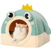 Jiupety Cuccia Gatto Chiusa Interno 2-in-1 Pieghevole, Casetta Con Cuscino Lavabile Rimovibile, 43 cm Letto per Gatti, Verde