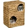 PawHut Tazzina tiragraffi, altezza 55 cm, con 2 grotte, cuscino lavabile, albero tiragraffi, torre di gatto in giacinto d'acqua, marrone chiaro