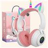 OHAANYY Cuffie Wireless Per Bambini,Unicorno Cuffie Bluetooth Per Bambini,Cuffie Pieghevoli Per Ragazze Con Cavo E Microfono Caschi Controllo Del Volume,Regalo Di Compleanno Dell'Unicorno Di Natale