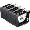 Clywenss Compatibili 34XL 34 XL Cartucce d'inchiostro Nero Multipack per Epson WorkForce Pro WF-3720DWF WF-3725DWF WF-3720 WF-3725 WF3720 WF3725 Stampante, 4-Pezzi