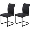 Hela Tische, Pia - Set di 2 sedie cantilever per sala da pranzo, in microfibra color antracite, struttura tubolare a sezione quadrata di colore nero, schienale ergonomico