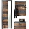 trendteam smart living guardaroba set di 3 pezzi combinazione Indy, 160 x 192 x 37 cm Front Old Wood, corpo e inserto grafite grigio Matera con molto spazio