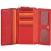 VISCONTI ® Portafoglio Donna Vera Pelle con protezione RFID Porta Carte di Credito con Portamonete Borsellino Portafogli Porta Banconote - XL Multicolore Rainbow - (Rosso)