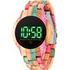 Tiong Orologio da uomo in legno | orologio digitale a LED | semplice orologio da uomo | orologio da uomo touch screen impermeabile, Q1114, Bracciale