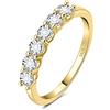 JewelryPalace Anello Half Eternity in Argento 925 con Moissanite, Donna 6 Pietre a Taglio Rotondo, Fede Nuziale in Tre Ori per Matrimonio