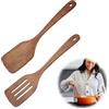 HEOUCH 2 Pezzi Utensili Cucina in Legno, Robusti Cucchiai da Spatola Cucina, Mestoli Cucina Legno, Impediscono I Graffi Sulle Padelle, Resistenti al Calore, Antibatterici, Set di Spatole da Cucina