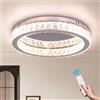 Finktonglan Fintonglan 17,7" Dimmerabile Cristallo LED Plafoniere Moderno Lampadario Rotondo Plafoniere Luci Plafoniera a Basso Profilo con Telecomando per Soggiorno Sala da Pranzo Cucina 48W