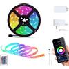 SQUADO Striscia LED CON Comando APP RGB 1Mt 16 Con Colori Controllabili da Remoto Da Telecomando e da App per smartphone