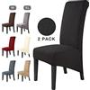 BalladHome Coprisedie Fodere per sedie XL con Schienale 2 pezzi Rimovibile Lavabile Coprisedili per sedie da pranzo Coprisedia elasticizzata per sala da pranzo, Casa, Nozze Decor (Nero, 2Pezzi)-XL
