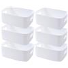 EURXLQ Cestini Portaoggetti Plastica Scatole Organizer con Manici,Contenitori per Armadio,Contenitore Plastica,Organizer Portaoggetti per Cucina Bagno Cosmetici (Bianco, 25×17×10cm/6 Pack)