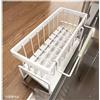 LOHAS Home Portasapone in acciaio inox per lavello da cucina, portasapone, con scolapiatti rimovibile, per organizzare il piano di lavoro della cucina, bianco