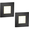 ledscom.de 2 LED luce per scale/apparecchio da incasso FEX per interni ed esterni, angolare, nero, 85 x 85 mm, bianco caldo