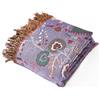 Wotcsil Plaid Coperta Floreale Boho in Cotone per Divano Coperta Matrimoniale Boho Copriletto Boho Chic Coperta Boho Motivo a Foglie Floreali Copridivano Con Frange, Viola, 230x250cm