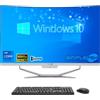 SIMPLETEK - All in One AiO 27" FHD Curvo Windows 10 Core i7 fino 3.6GHz 16GB RAM SSD 120GB HDD 1TB+ Mouse Tastiera Wireless inclusi Webcam PC Gaming Curved Streaming Casa Lavoro Computer per Ragazzi