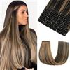Elailite Extension Capelli Clip in Hair Extensions [180g Voluminoso] 12 Ciocche Separate Colorate Lisce 55cm Capelli Finti # Nero/Biondo Scuro