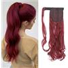 Silk-co 60cm-Coda di Cavallo Extension Finta Coda Capelli Mossi Ponytail Extension Parrucchino Capelli Coda-Rosso Scuro