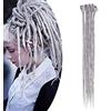 SEGO Dread Extension Dreadlock Rasta Treccia da Donna 5 Pezzi Capelli Finti Sintetici Braiding Hair Fibre Uncinetto 50cm #Grigio Chiaro