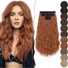 SEGO 60 cm Extension Capelli Clip 5 Fasce Estensioni Clip in Hair Ricci Ondulati Sintetici Posticci Mossi Donna Arancione