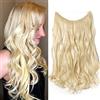 SEGO Extension Capelli Invisibili con Filo Fascia Unica senza Clip Capelli Sintetici Ricci Mossi 50cm 90g - #Biondo Chiarissimo