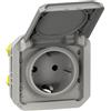 LEGRAND, Plexo 069570L - Presa per ambienti umidi, standard Schuko, con coperchio ribaltabile, protezione da contatto, morsetti a incastro, 16 Amper, 250 Volt, IP44 - IK08 (IP55 con coperchio chiuso),