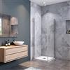 OCEAN ITALY S.R.L. Box Doccia Angolare Due Porte a Battente 90x70x185 cm Rotazione di 180 Gradi Vetro Temperato Anticalcare 6 mm
