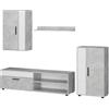 Vicco Parete attrezzata Berno, Calcestruzzo/Bianco, Set di 4