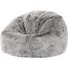 icon Classico Pouf Bambini, Grigio, Pelliccia Falsa, Poltrona Sacco con Riempimento Incluso, Pouf Sacco, Sedia Bambini, Mobili Camera da Letto