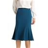 Allegra K Gonna Longuette a Coda di Pesce da Lavoro Elegante con Orlo Svasato a Vita Alta da Donna Blu Pavone L