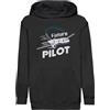 Fabulous Felpa con cappuccio per bambini futuro pilota aereo mestiere da sogno cielo - Premium, Nero , 12 anni